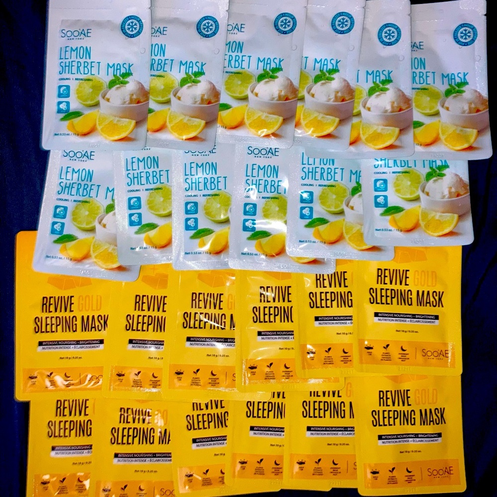 Soo'AE Lemon Sherbet Face Mask & Revive Gold Sleeping Mask (lot of 24)